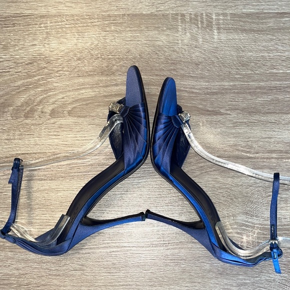 Authentic Gucci Blue Satin with Swarovski Crystal Sandals/Heels (Mismatch) - Picture 6 of 16